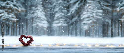 Snowy Forest Heart Wreath Decor
