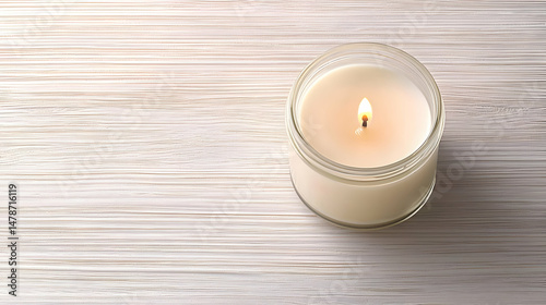 Burning Candle On White Wooden Table
