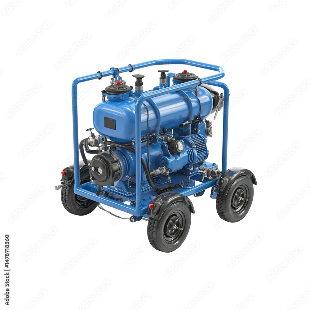 Fototapeta premium Blue Portable Diesel Water Pump for Industrial Use