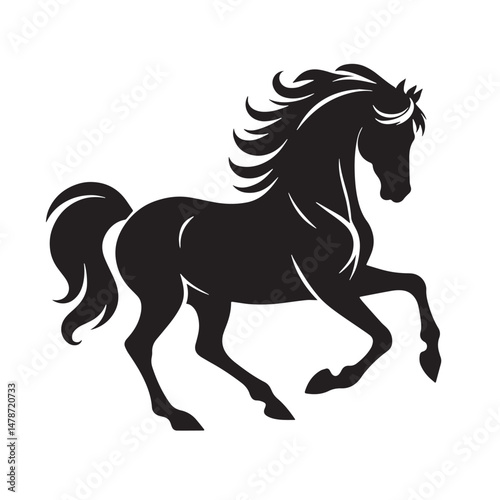 Equestrian Silhouette line art vector illustration on white background