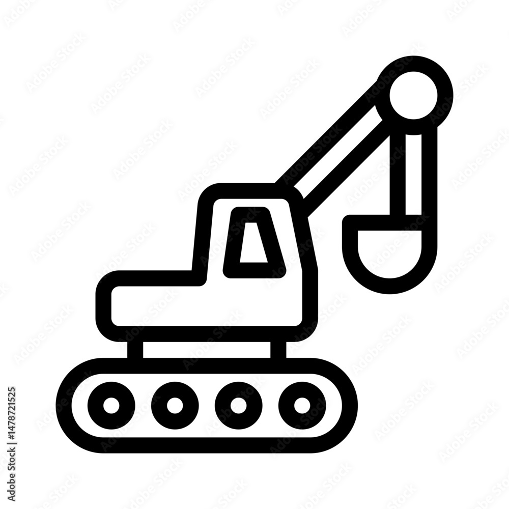 Naklejka premium excavator line icon