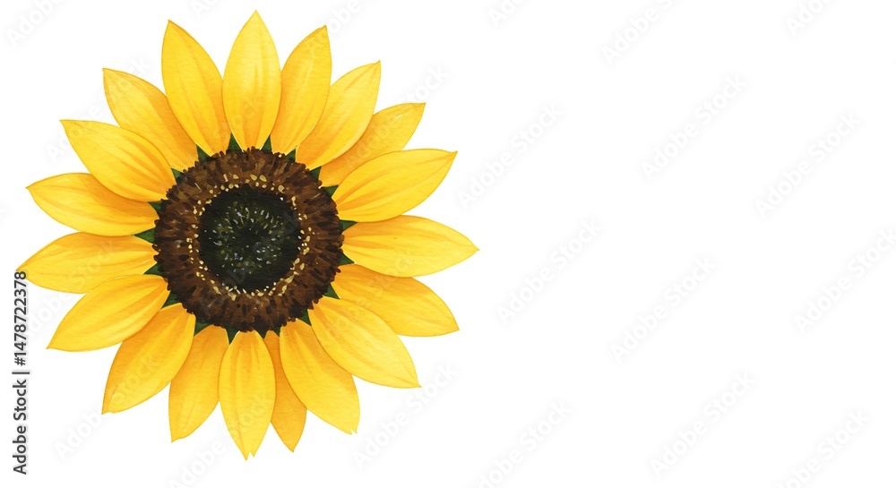 Fototapeta premium Golden Hour Bloom: A Vibrant Sunflower Illustration