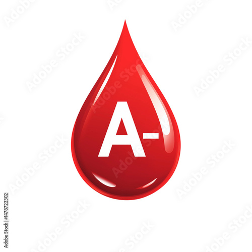 Blood donation symbol highlighting A- blood type. PNG image, transparent background