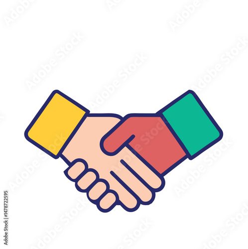 Handshake color Icon on White Background