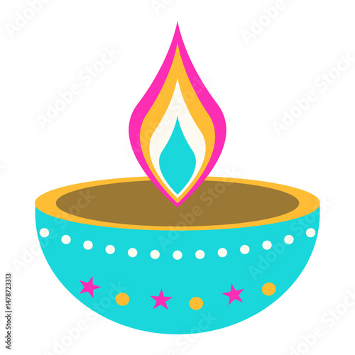 Happy Diwali Festival Element with Flat Design. Vector Illustration.