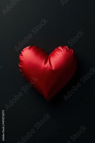 Wallpaper Mural A crimson heart-shaped cushion rests gently on a dark surface, a symbol of affection and romance Torontodigital.ca