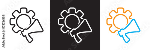 PR/ public relations icon. Vector illustration. isolated on white and black background. EPS 10