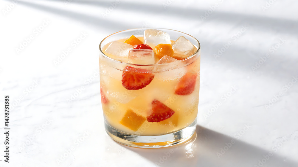 A refreshing summer cocktail with a sweet glass of strawberry lemonade A refreshing summer cocktail with a sweet glass of strawberry lemonade