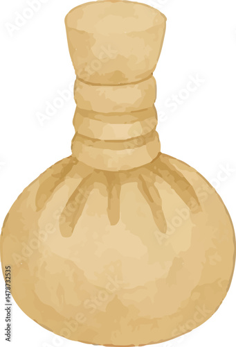 A minimalist illustration of a spa poultice, often used for herbal treatments and massages, designed to promote relaxation and healing during wellness therapies