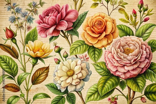 Vintage Botanical Line Art Illustrations: Elegant Floral Prints for Home Decor & Stationery