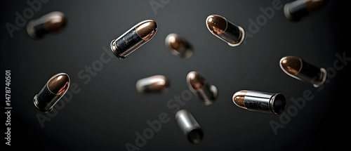 Flying Bullets On Dark Background