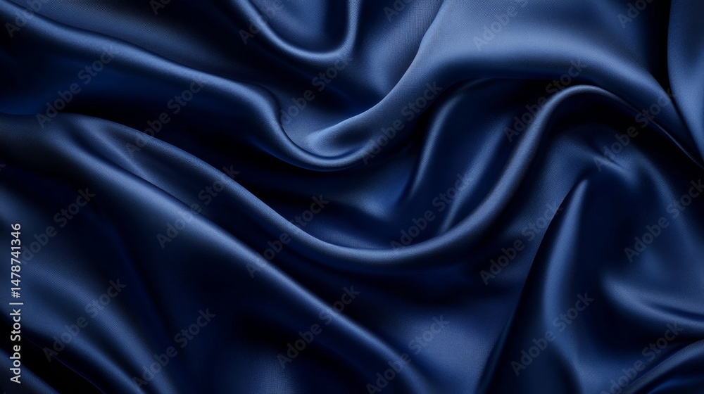 Obraz premium Luxurious Navy Blue Satin Fabric Texture Background for Design