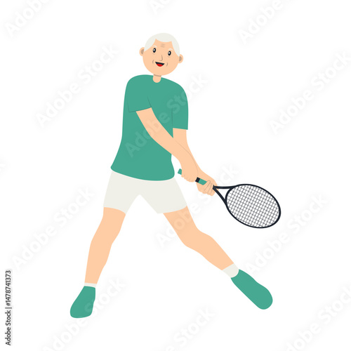 Illustration of Old Pensioner Activity. Vector Cartoon Character. 