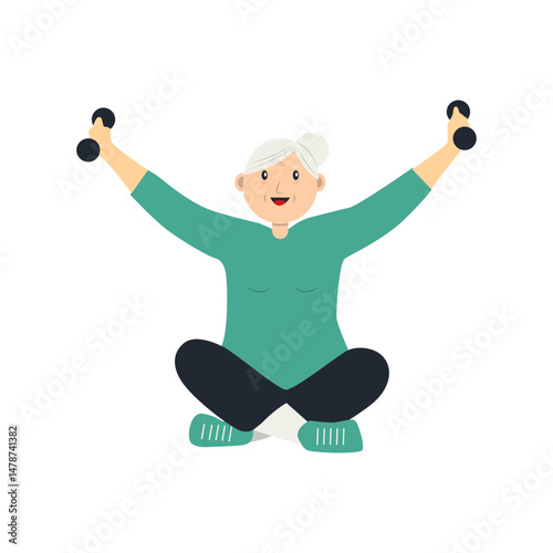 Illustration of Old Pensioner Activity. Vector Cartoon Character. 