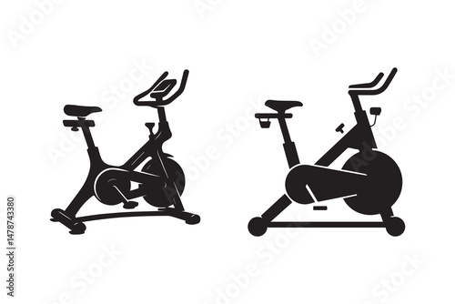 Stationary bike silhouette with white background