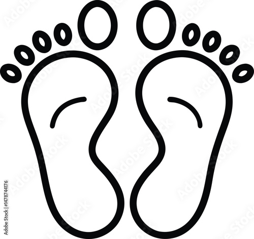  "Outlined icon of two barefoot footprints, symbolizing grounding or walking meditation."