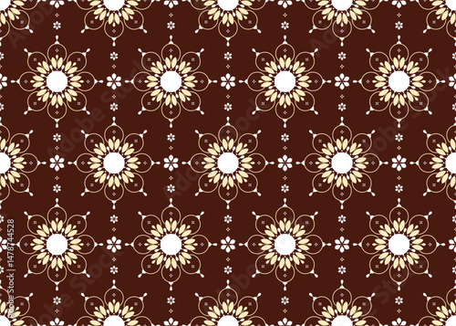Mandalas, ethnic fabric seamless pattern, golden and white style, luxury design for cloth, carpet, batik, wallpaper, wrapping etc
