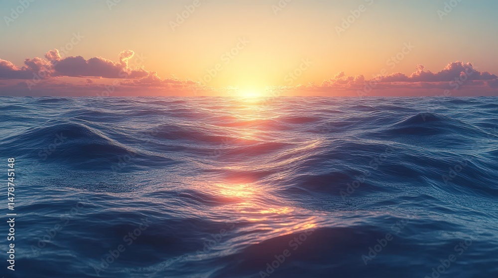 Obraz premium Sunrise over a tranquil ocean