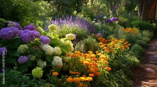 Vibrant flower garden bursting with color