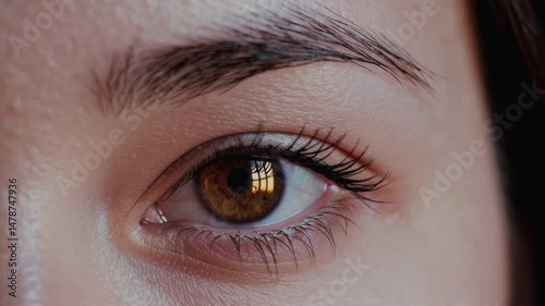 Woman brown eye blinking montage