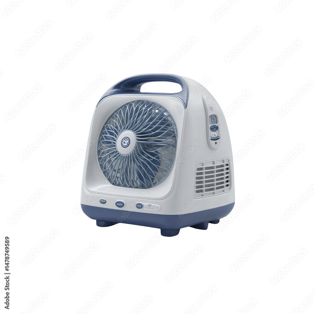 Fototapeta premium Portable Electric Fan with Handle and Timer - Cooling Appliance for Home and Travel