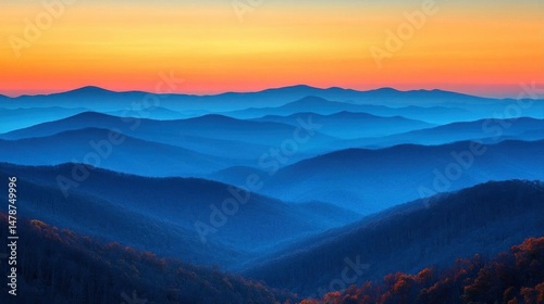 Wallpaper Mural Serene Sunset Over Blue Ridge Mountains Scenic View Torontodigital.ca