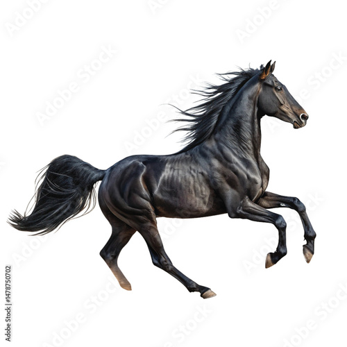 black horse isolated on white background