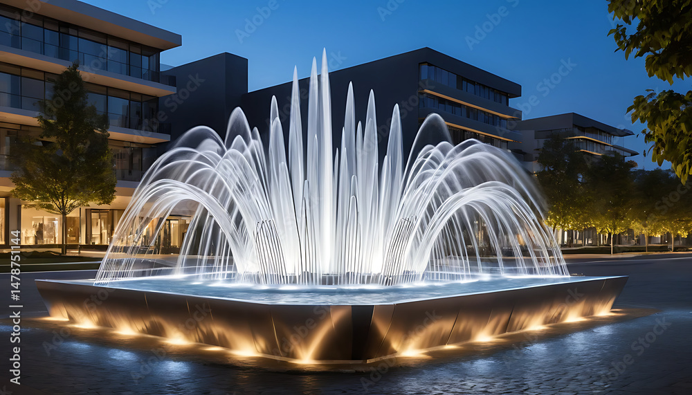 Fototapeta premium Nightfall Elegance The Dancing Fountain