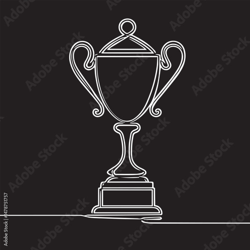 Continuous one single minimal line drawing trophy