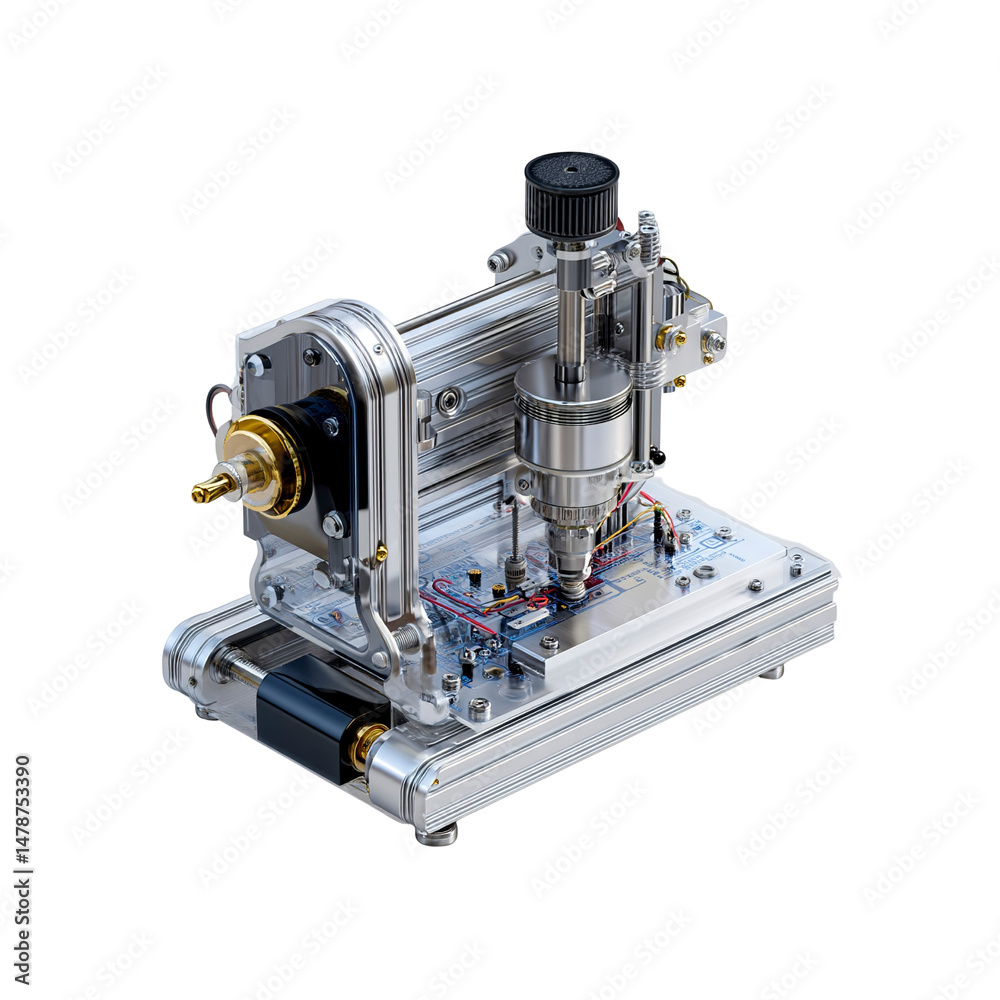 Fototapeta premium Precision Micro-Engineering Machine Detailed Cutaway View