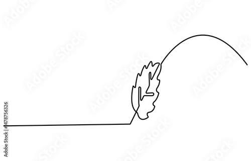 leaf drawn with one continuous line. Single line drawing of an chestnut leaf. A colored chestnut leaf icon in the form of a continuous line. Single line icon. Vector illustration.