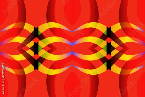 Beautiful glow colour caleidoscope gradient flower line art pattern wallpaper of indonesian traditional abstract batik ethnic dayak ornament for commercial ads	