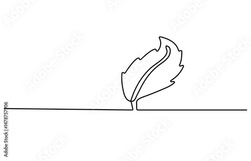leaf drawn with one continuous line. Single line drawing of an chestnut leaf. A colored chestnut leaf icon in the form of a continuous line. Single line icon. Vector illustration.