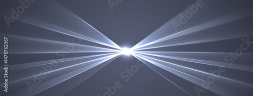 Obraz na płótnie White lasers background., glowing rays or neon beams, bright futuristic backdrop. Concert or nightclub spotlights. Vector illustration. w salonie