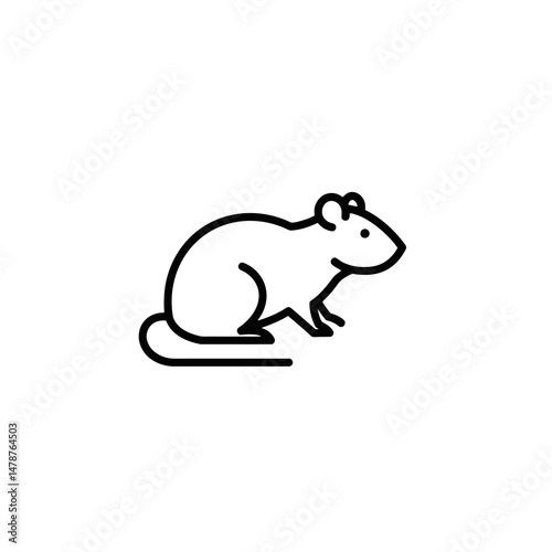 Minimalist Rat Icon: Simple Rodent Line Art Illustration