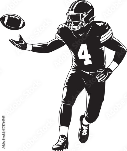 Quarterback Throwing Football Silhouette

Running Back with Ball Vector Design

Football Helmet and Ball Silhouette

Touchdown Celebration Silhouette Art

Football Player Tackling Scene Vector