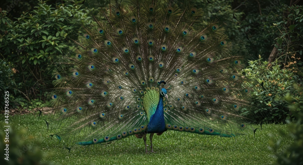 Obraz premium Peacock Displaying Feathers