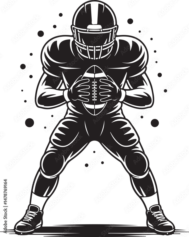 Obraz premium Quarterback Throwing Football SilhouetteRunning Back with Ball Vector DesignFootball Helmet and Ball SilhouetteTouchdown Celebration Silhouette ArtFootball Player Tackling Scene Vector