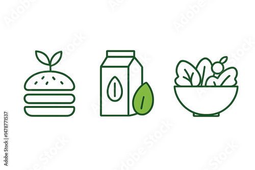 Vegan Food Icons: Graphic Set for Plant-Based Eating