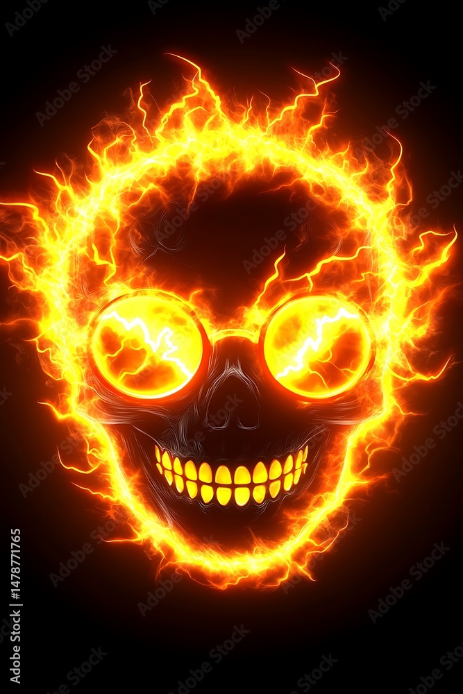 Fototapeta premium Skull in fiery halo