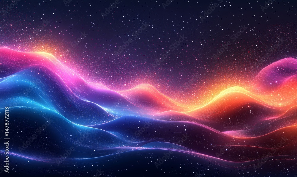 Fototapeta premium Gradient Waves and Sparkles, Generative AI