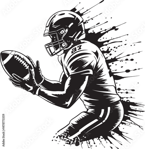 Quarterback Throwing Football Silhouette

Running Back with Ball Vector Design

Football Helmet and Ball Silhouette

Touchdown Celebration Silhouette Art

Football Player Tackling Scene Vector