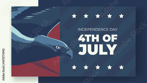 Eagle illustration for Independence day 4th of july banner and posters, vector illustration background	