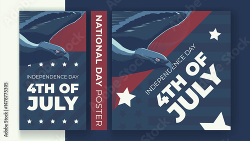 Eagle illustration for Independence day 4th of july banner and posters, vector illustration background	