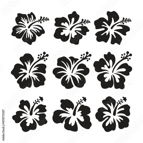 Hibiscus Flower Silhouette Vector Illustration