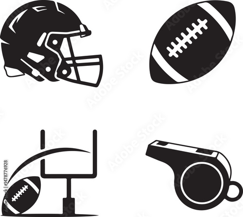 Quarterback Throwing Football Silhouette

Running Back with Ball Vector Design

Football Helmet and Ball Silhouette

Touchdown Celebration Silhouette Art

Football Player Tackling Scene Vector