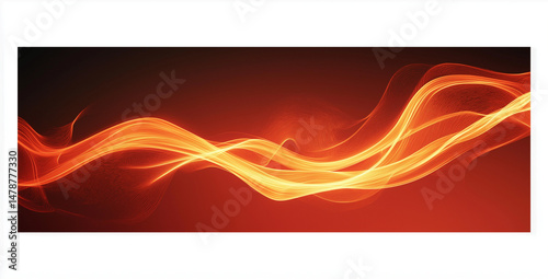 Abstract Rectangular Banner with Golden Flames on Dark Background, Dynamic Curves Representing Warmth and Creativity, High-Resolution Wallpaper for Desktop or Screensaver Use