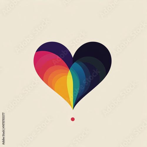 Abstract heart shape in vibrant colors on a light background
