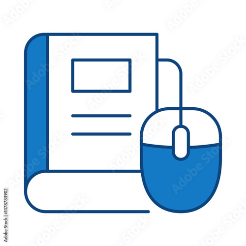 Online Book Blue Line Icon. E-learning, Education, Teaching, Online Study Icons Editable Stroke Vector Illustration