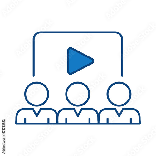 Online Classroom Blue Line Icon. E-learning, Education, Teaching, Online Study Icons Editable Stroke Vector Illustration